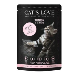 CAT'S LOVE Katzenfutter Katze Junior in Gelee Huhn mit Algenkalk und Distelöl 12x85 g