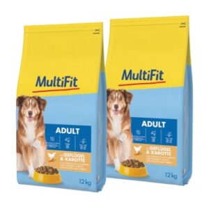 MultiFit Trockenfutter Hund Adult, mit Geflügel & Rüebli 2x12 kg