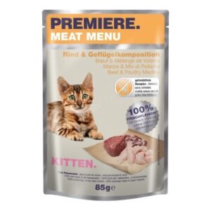 PREMIERE Meat Menu Kitten Rind und Geflügelkomposition 12x85 g