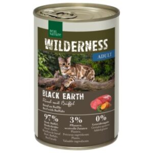 REAL NATURE WILDERNESS Nassfutter Katze, Adult Black Earth, Rind und Büffel 12x400 g