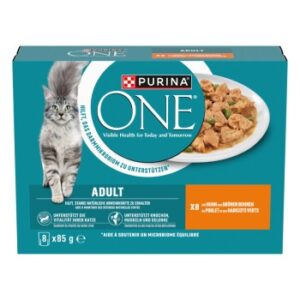 Purina ONE  Nassfutter Katze Adult zarte Stückchen in Sauce 8x85 g