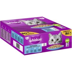 Whiskas Jumbo Pack 1+ Fisch Auswahl in Gelee 80 x 85g