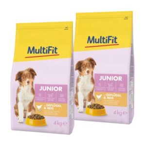 MultiFit Trockenfutter Hund Junior, mit Geflügel & Reis 2x4 kg
