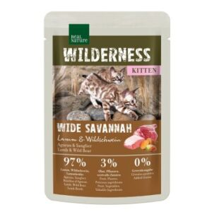 REAL NATURE WILDERNESS Nassfutter Katze, Kitten 12x85 g Wide Savannah, Lamm und Wildschwein 12x85 g