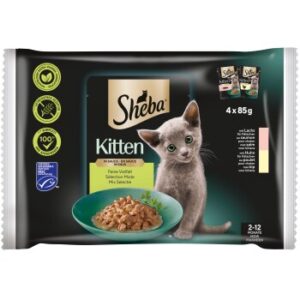 Sheba Nassfutter Katze Kitten, Mixpaket, Feine Vielfalt, in Sauce 4x85 g