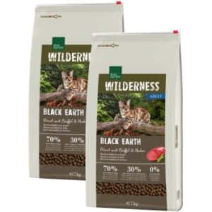 REAL NATURE WILDERNESS Trockenfutter Katze, Adult, Black Earth, Rind, Büffel & Huhn 2x7 kg
