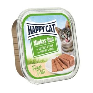 HAPPY CAT Minkas Duo Nassfutter Katze Adult, Geflügel & Lamm, Paté 16x100 g