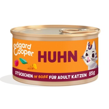 Edgard & Cooper Nassfutter Katze Adult Stückchen in Soße Huhn 72x85 g