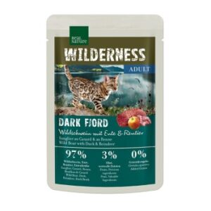REAL NATURE WILDERNESS Nassfutter Katze, Adult, True Country 12x85 g Dark Fjord, Wildschwein mit Ente und Rentier 12x85 g