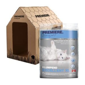 PREMIERE Excellent XL Klumpstreu 12 kg + Gratis Katzenhaus