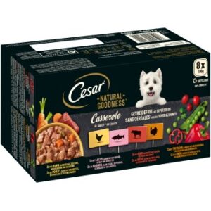 Cesar Natural Goodness Nassfutter Hund Adult, Mixpaket, Casserole in Sauce 8x100 g