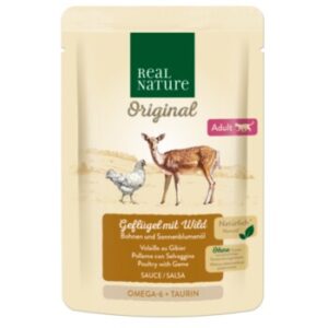 REAL NATURE Original Nassfutter für Katzen, Adult Geflügel mit Wild 12x85 g