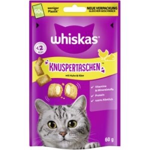 Whiskas Snacks, Knuspertaschen Huhn und Käse 6x60 g