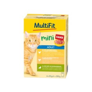 MultiFit Mini Nassfutter Katze Adult, Multipack Sauce 6x50 g Geflügel 6x50 g
