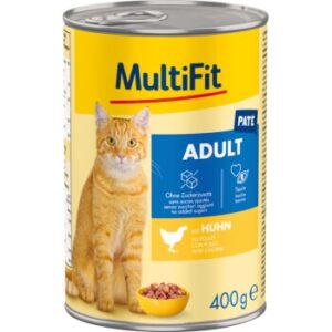 MultiFit Nassfutter Katze Adult, Paté, Huhn 12x400 g