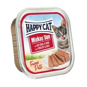 HAPPY CAT Minkas Duo Nassfutter Katze Adult, Geflügel & Rind, Paté 16x100 g