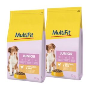 MultiFit Trockenfutter Hund Junior, mit Geflügel & Reis 2x12 kg