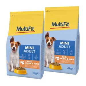 MultiFit Trockenfutter Hund Adult, Mini, mit Rind, Huhn & Mais 2x4 kg