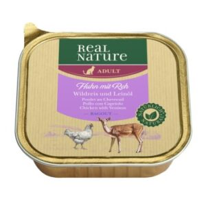 REAL NATURE Original Nassfutter für Katzen, Adult, Huhn mit Reh, Wildreis und Leinöl 16x100 g