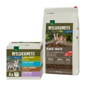 REAL NATURE WILDERNESS Mischfütterungs-Set Adult Black Earth 2,5kg + 4x100g Multipack