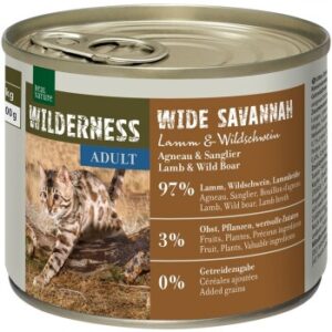 REAL NATURE WILDERNESS Nassfutter Katze, Adult Wide Savannah, Lamm und Wildschwein 12x200 g