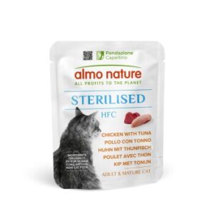 Almo nature Nassfutter Katze HFC Sterilised 24 x 50 g Thunfisch und Hühnchen