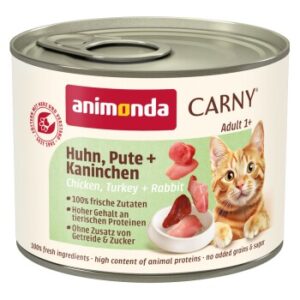 animonda Carny Nassfutter Katze Adult Huhn, Pute und Kaninchen 12x200 g