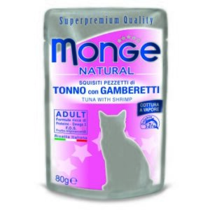 Monge Natural Gelée 24x80g Thunfisch mit Garnelen