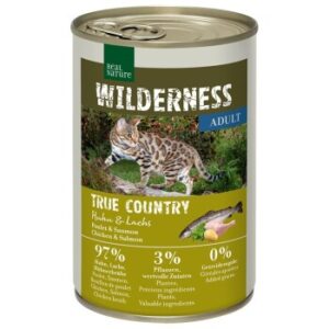 REAL NATURE WILDERNESS Nassfutter Katze, Adult True Country, Huhn und Lachs 12x400 g