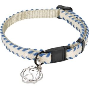 more Lifestyle Katzenhalsband Royal Baumwolle blau/weiß