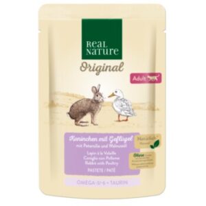 REAL NATURE Original Nassfutter für Katzen, Adult Kaninchen mit Geflügel 12x85 g