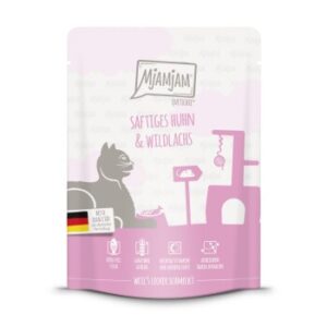 MjAMjAM Nassfutter Katze Adult, Quetschie 6x300 g Huhn und Wildlachs