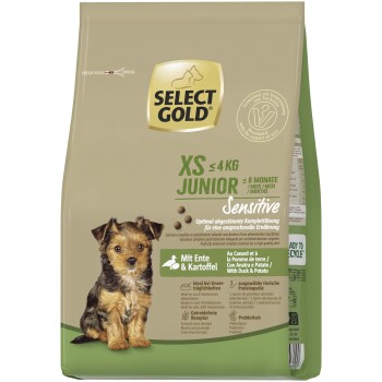 SELECT GOLD Trockenfutter Hund Sensitive XS Junior 1 kg Ente und Kartoffel