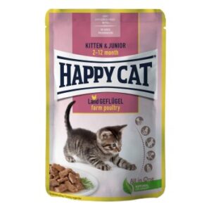 HAPPY CAT Meat in Sauce Kitten & Junior 24x85g Land-Geflügel
