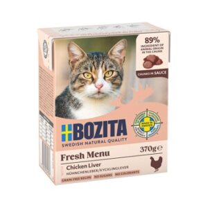 BOZITA Nassfutter Katze, Adult, Häppchen in Sauce Hühnchenleber 6x370 g