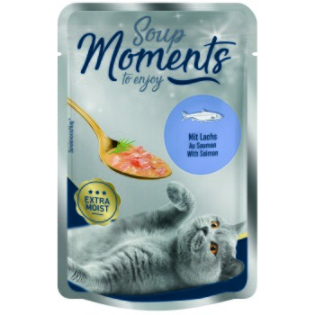 MOMENTS Soup Nassfutter Katze Adult, Lachs 24x40 g