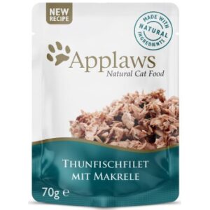 Applaws Nsssfutter Katze Adult in Gelee 16x70 g Thunfischfilet und Makrele