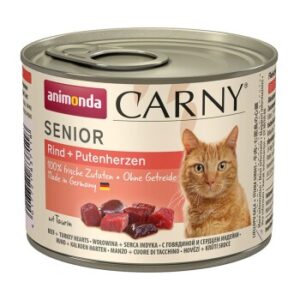 animonda Carny Nassfutter Katze Senior Rind und Putenherzen 12x200 g