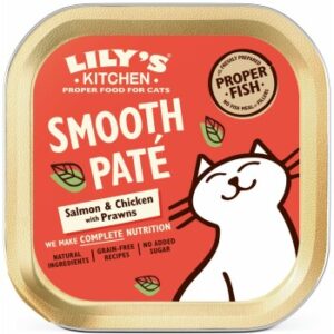 LILY'S KITCHEN Nassfutter Katze Adult Smooth Patè Lachs, Huhn und Garnelen 19x85 g
