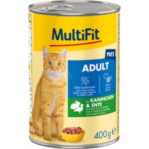 MultiFit Nassfutter Katze Adult, Paté, Kaninchen und Ente 12x400 g