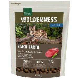 REAL NATURE WILDERNESS Trockenfutter Katze, Adult, Black Earth, Rind, Büffel & Huhn 300 g