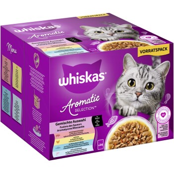 Whiskas Nassfutter Katze Adult, Multipack, 1+ Gemischte Auswahl, in Sauce 24x85 g