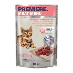 PREMIERE Meat Menu Kitten mit Rind und Putenherzen 12x85 g
