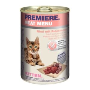 PREMIERE Meat Menu Kitten Rind und Putenherzen 12x400 g