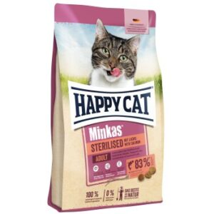 HAPPY CAT Minkas Trockenfutter Katze, Adult, Sterilised, Lachs 4 kg