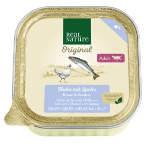 REAL NATURE Original Nassfutter für Katzen, Adult, Huhn mit Lachs 16x100 g