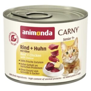 animonda Carny Nassfutter Katze Senior Rind und Huhn mit Käse 12x200 g