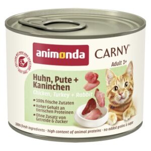 animonda Carny Nassfutter Katze Adult Huhn, Pute und Kaninchen 12x200 g