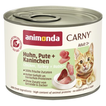 animonda Carny Nassfutter Katze Adult Huhn, Pute und Kaninchen 12x200 g