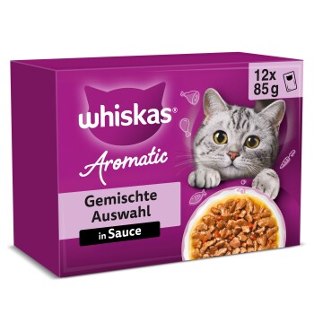 Whiskas Nassfutter Katze Adult, Multipack, 1+ Gemischte Auswahl, in Sauce 12x85 g